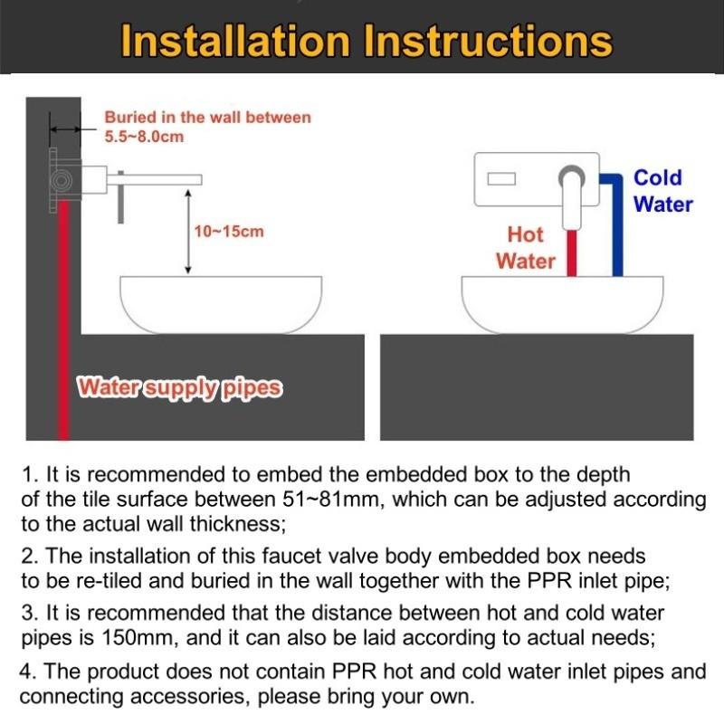 Смеситель для раковины в ванной комнате скрытого монтажа настенный кран для воды вращение на 360° однорычажный горячей и холодной воды смеситель для ванны