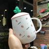 Gift Strawberry Cute Water Cup Super Cute Ceramic Cup with Lid and Spoon Korean Girl Student Mug Office