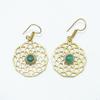 Brass Gold Plated Women's Earring, Natural Gemstone Cabochon Jewelry, Fashion Jewelry, Handmade Earring, Green Onyx Earring