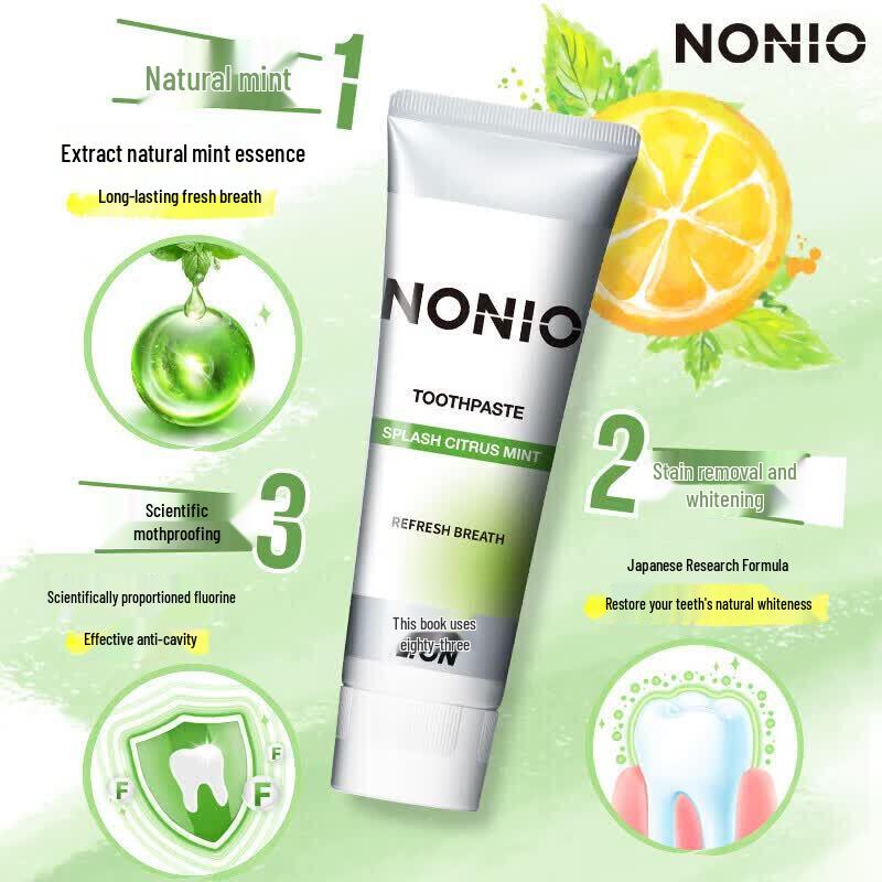 LION NONIO Fresh Breath Toothpaste, Citrus Mint (2 x 130g)