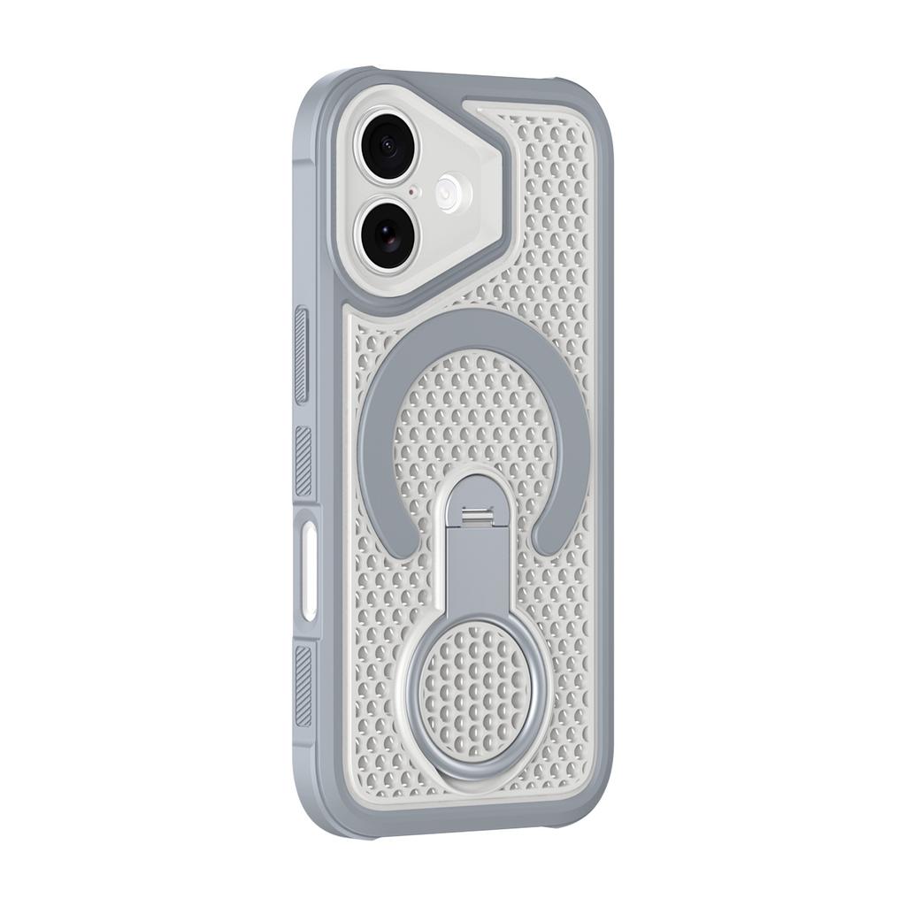 Foreign trade colorful heat dissipation magnetic mobile phone case is suitable for Apple 17PROMAX trend 16 rotating bracket 14/15
