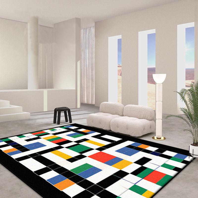 Французский стиль Простой черно-белый полосатый ковер Гостиная Украшение дома Спальня Прикроватный коврик Роскошный Кабинет Гардеробная Нескользящий коврик