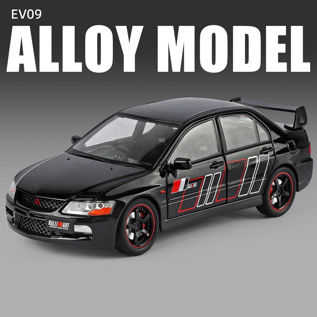 1:24 Mitsubishis Lancer Evolution 9 Alloy Sports Car Model Metal Modified Track Racing Vehicles Car Model Sound Light Kids Gifts