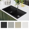 VidaXL Inset Kitchen Sink with 2 Bowls In Black Granite Hand Wash Basin 141675