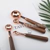 In-Stock Rose Gold & Walnut Wood Handle Measuring Spoons and Cups Set