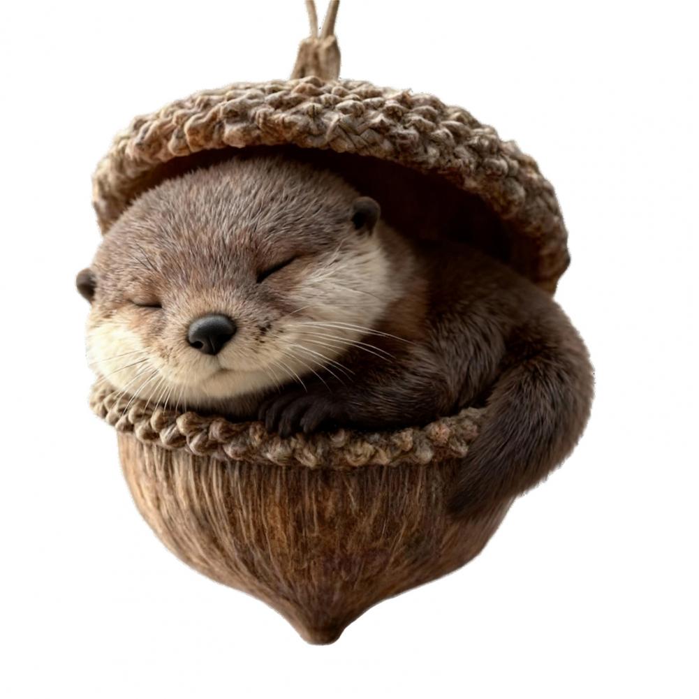 2D Acrylic Forest Animal Acorn Ornaments Pine Cone Animal Christmas Tree Pendant Cozy Forest Christmas Ornament for Home Decor