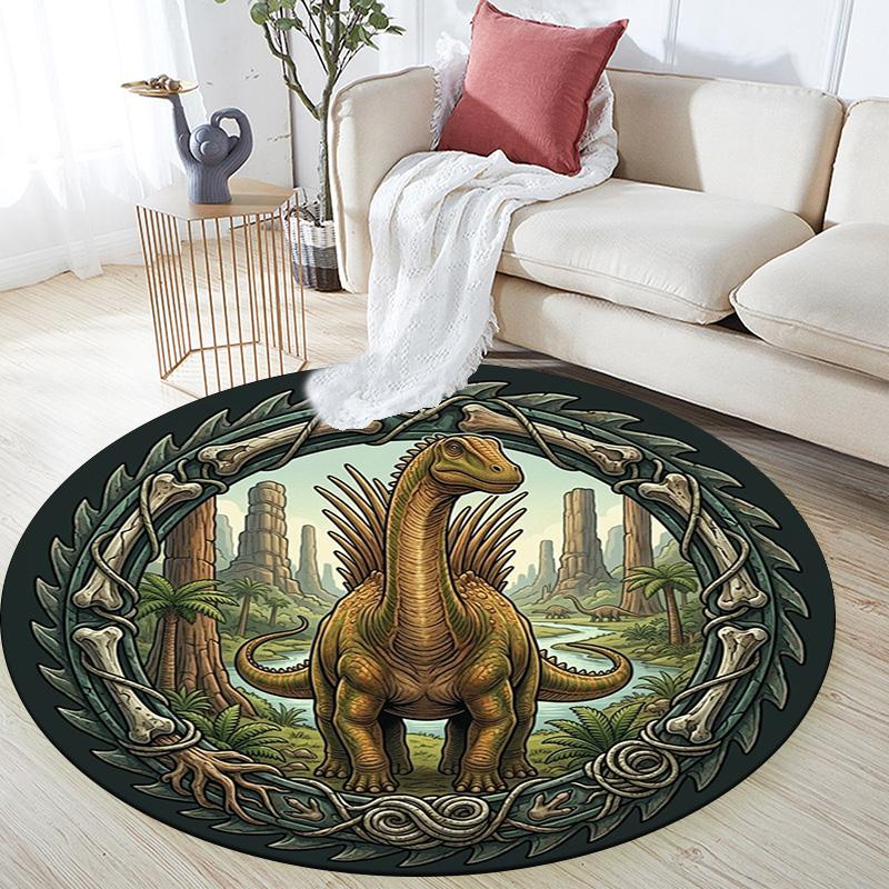 Prehistoric Dinosaur Kingdom Round Area Rug Under Office Chairs Bedroom Living Room Home Decor