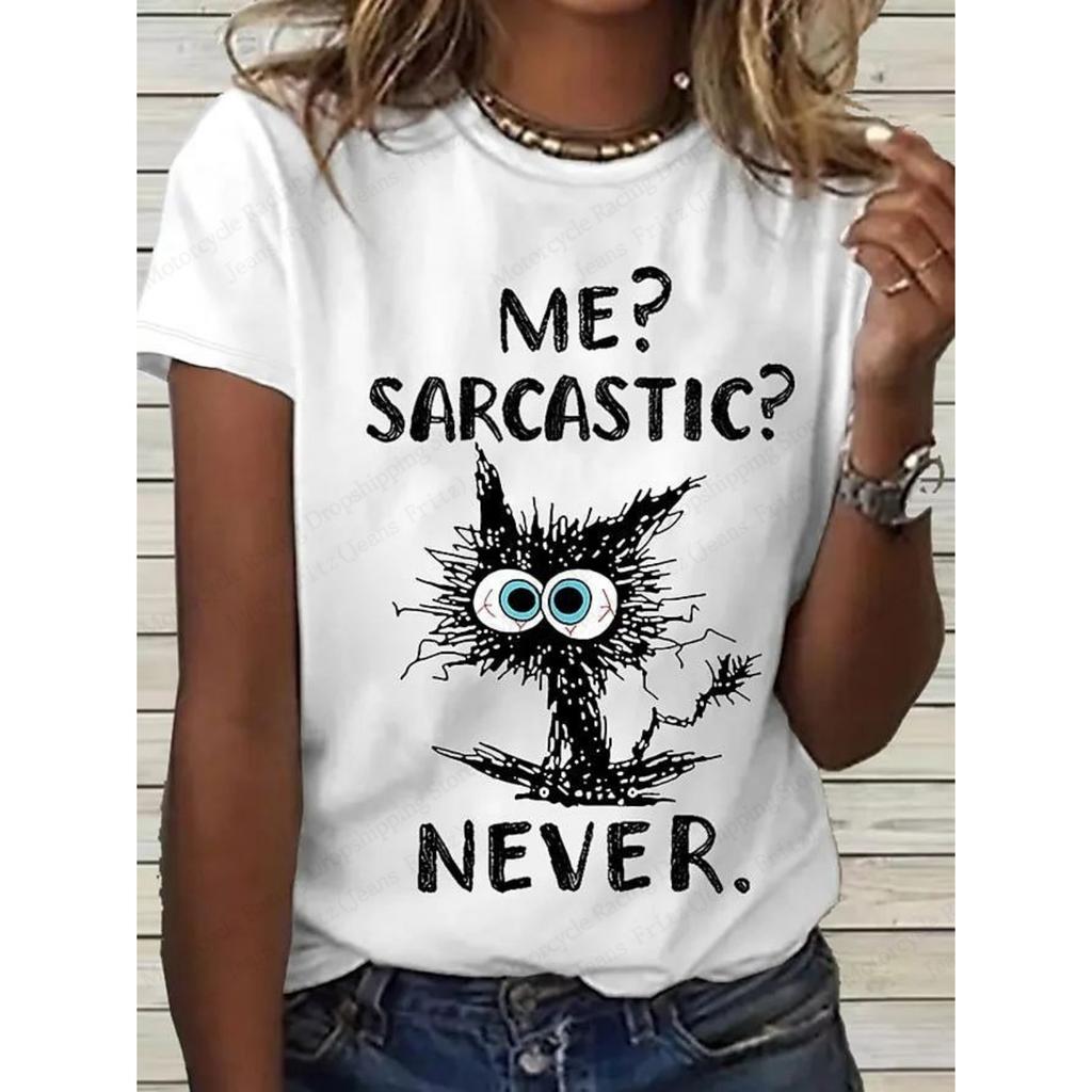 Летний женский топ с милым 3D-принтом кота, женская модная футболка с круглым вырезом и коротким рукавом, топы с изображением животных, футболки, одежда Y2k