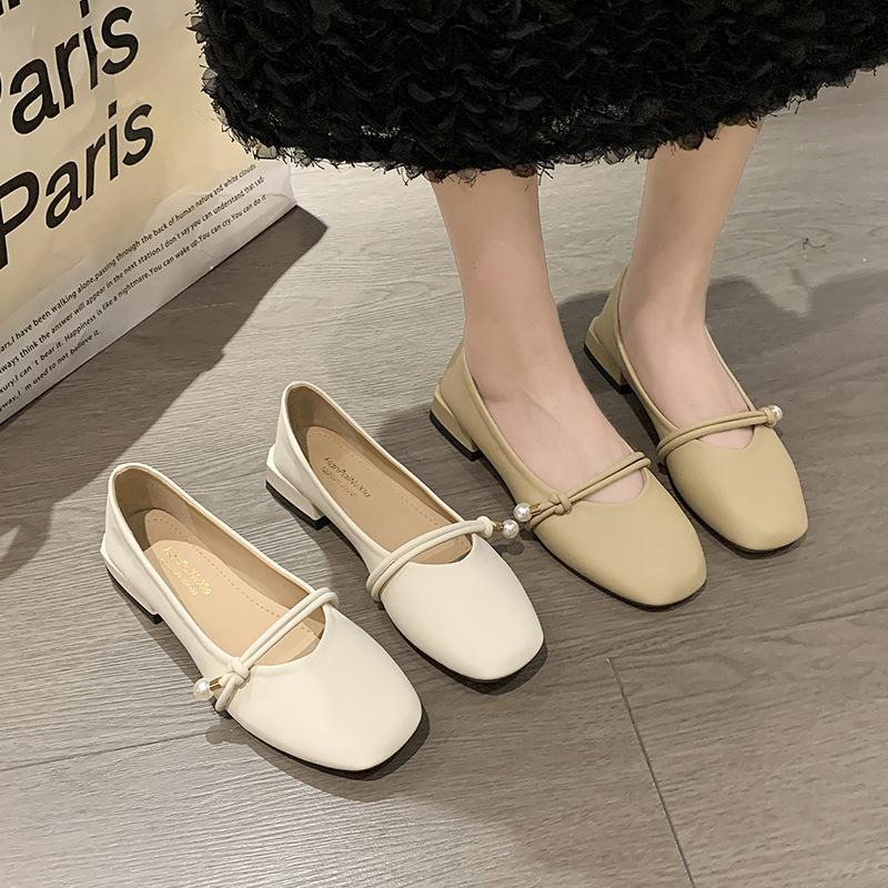 Туфли на плоской подошве женские 2025 новая весенняя обувь туфли бабушки с юбками мягкая подошва жемчуг для беременных туфли Мэри Джейн лето