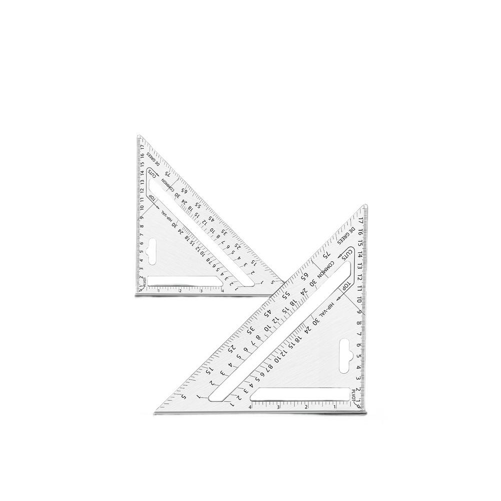 7 Inch Aluminum Triangle Ruler with Pressed Markings and Dual Metric Scale for Long Term Use in Carpentry and Mechanical Work