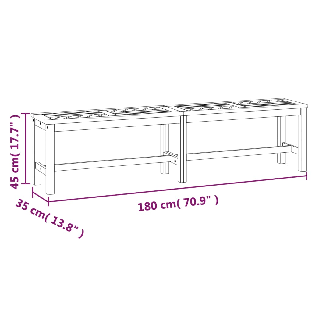 Garden Bench 180 cm Solid Acacia Wood