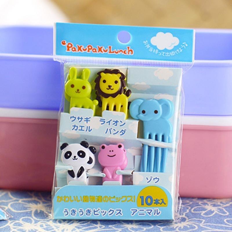 10pcs Bento Kawaii Animal Food Fruit Picks Forks Lunch Box Accessory Decor Tool