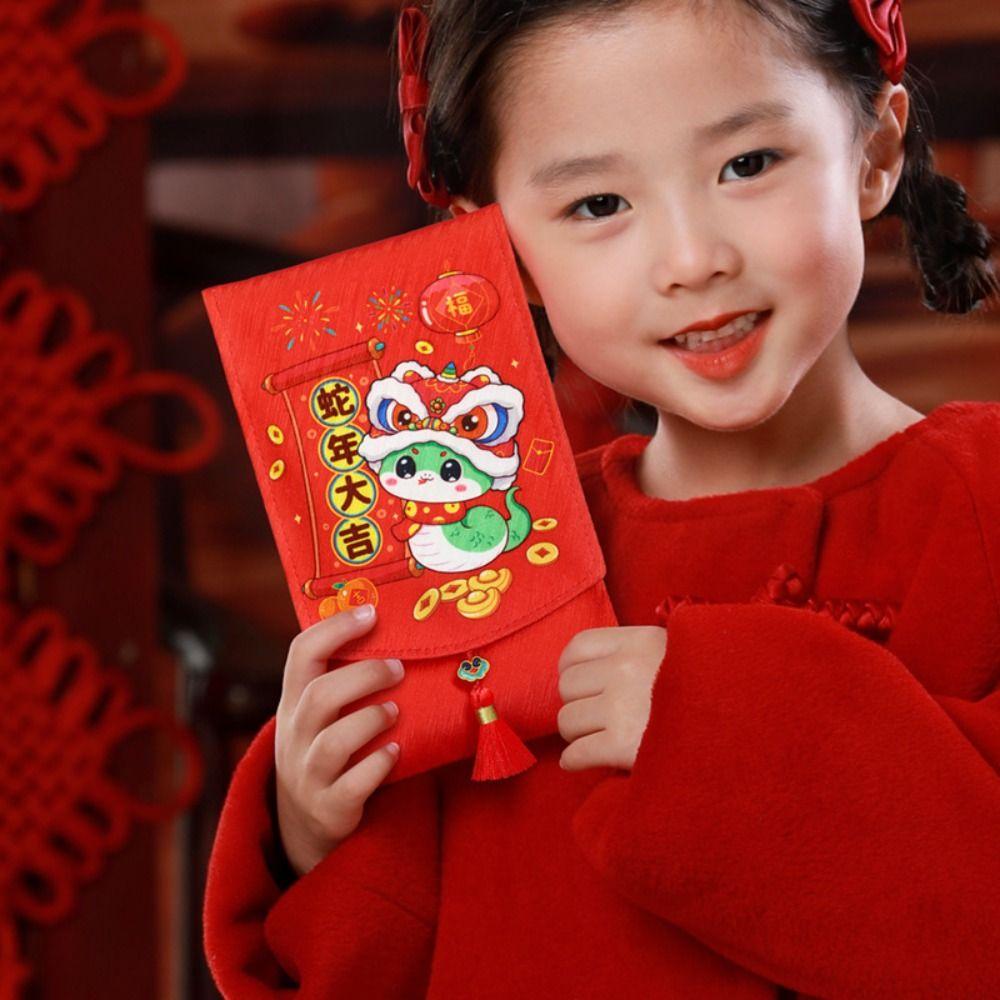 Hongbao 2025 Red Envelope Purse Snake Year Mascot Creative Money Packing Bag Chinese Dragon Year