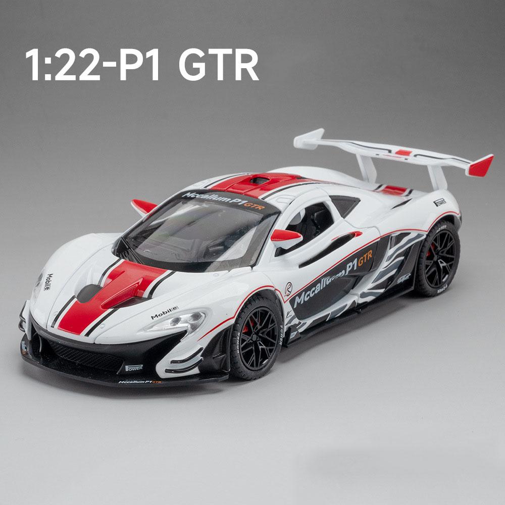 1:22 Scale V12GT P1 GTR Toy Car Model Alloy Diecast Sound Light Pull Back Vehicle Models for Child Best Birthday Gifts Souvenirs