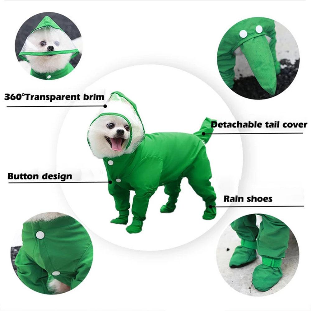 Pet Dog Raincoat with Rain Boots Cat Small Dog Waterproof Jumpsuit Overalls Clothes Poodle Pomeranian Puppy Rain Dog Hooded Coat