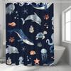 Marine Animals Whales Washable Dirt-Resistant Shower Curtain Shower Head Waterproof Polyester Bath Curtain For Home Decor