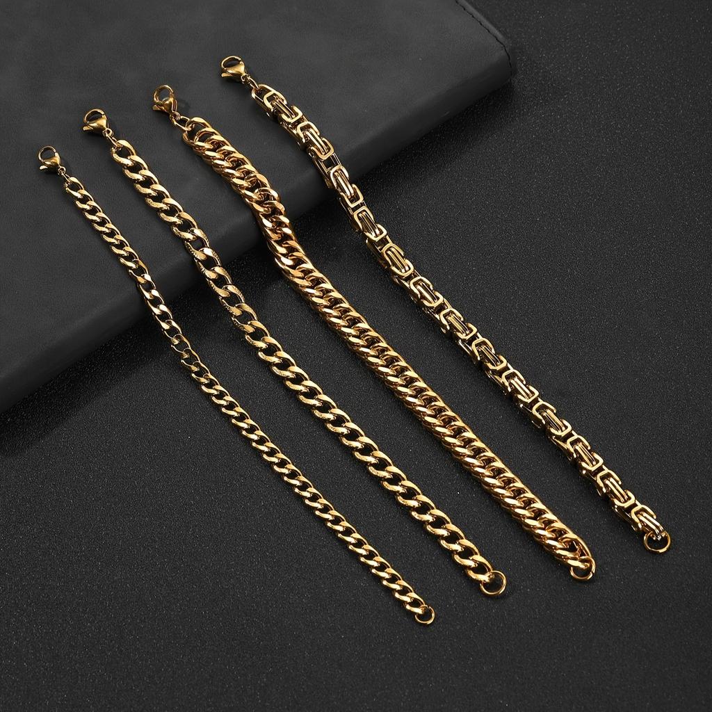 European American Hot Selling Stainless Steel Chain Link Bracelet Four-piece Set Simple Black Zinc Plated Light Luxury High-end
