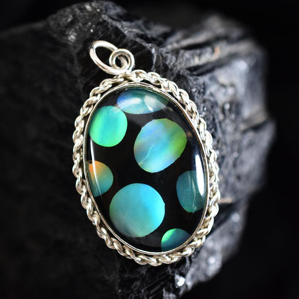 Natural Opal Pendant 38 ct Multicolor 925 Sterling Silver Gemstone October Birthday Birthstone