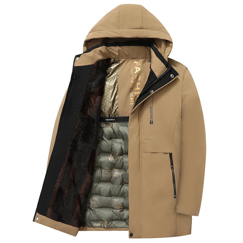 Зимняя хлопковая куртка для среднего и пожилого возраста, устойчивая к холоду и теплая, повседневная и универсальная, с плюшевой подкладкой, мужская хлопковая куртка с капюшоном для бизнеса