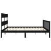 Solid Wood Bed with Headboard Black 200 x 200 cm