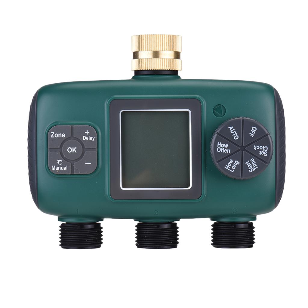 Таймер полива ЖК-дисплей Латунный клапан Таймер для полива 3 выхода Таймер для полива сада