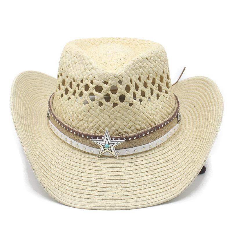 Западная ковбойская шляпа Панама соломенная шляпа Ажурная джазовая шляпа Весенне-летняя дорожная шляпа с козырьком Морская пляжная шляпа