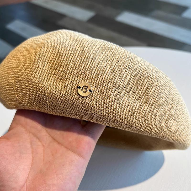 Thin Letter Badge Beret for Women Sweet Breathable Showing Off Face Small Bud Painter Hat Big Head Circumference Hat