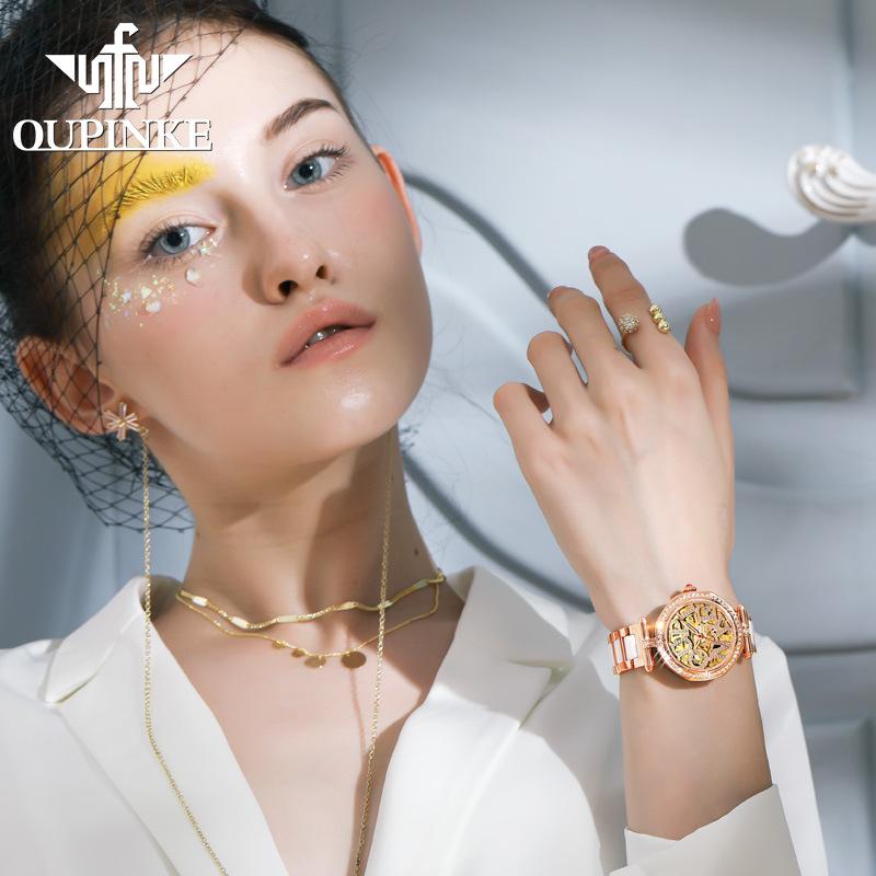 OUPINKE Women's Watch Waterproof Automatic Mechanical Watch Women's Watch Women's Watch