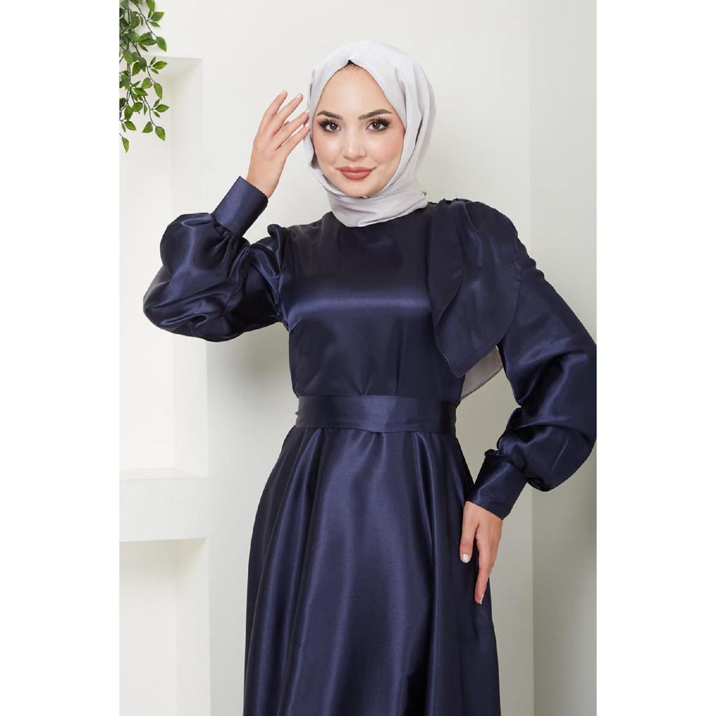 Женская одежда Вечернее платье Модное атласное длинное вечернее платье хиджаба с бантом 2745