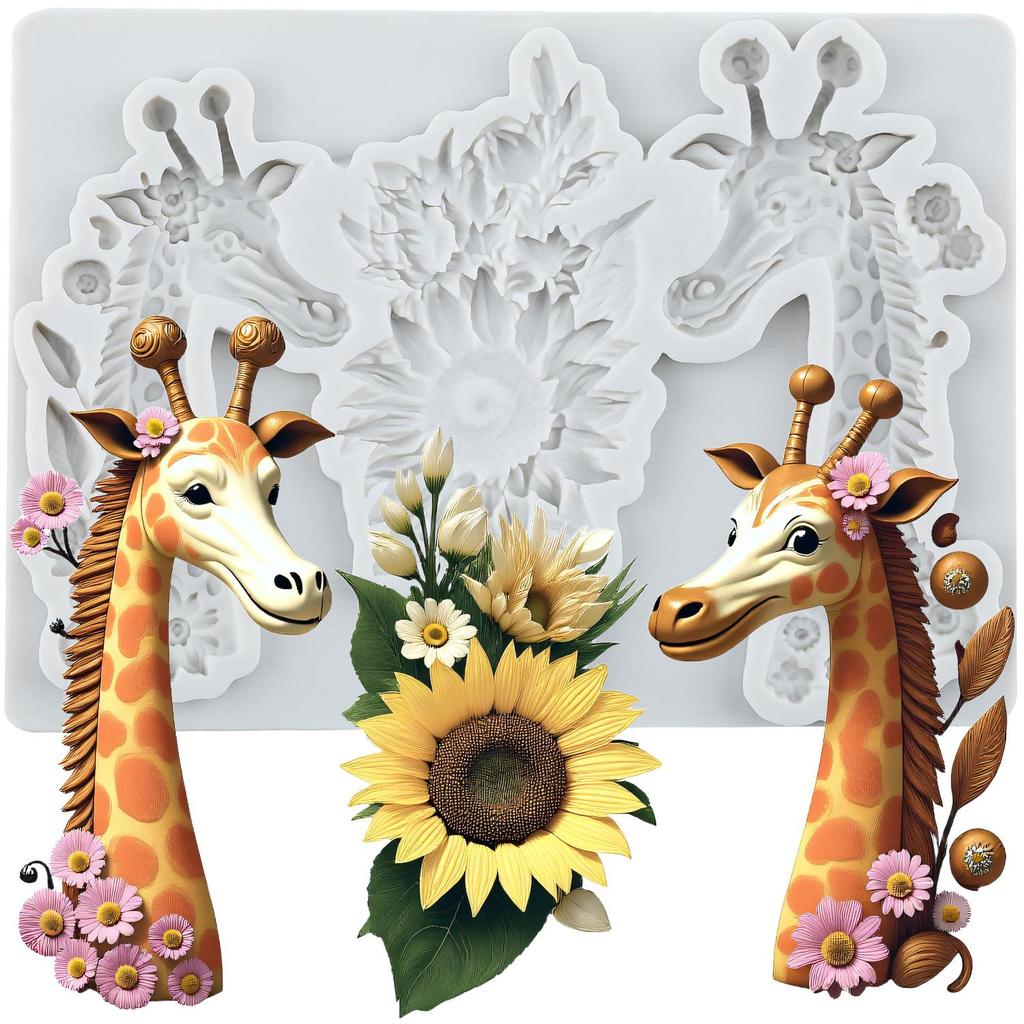 Giraffe Silicone Mold Daisy Flower Fondant Molds Cake Decorating Tools Theme Cake Dessert Decorated Chocolate Candy Mold