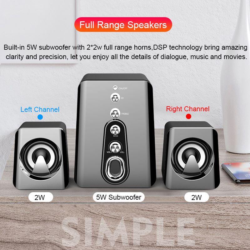 Bluetooth Computer Speakers for Desktop - Wireless Speaker with Enhanced Audio, Crisp Stereo Sound, Easy-Access Control