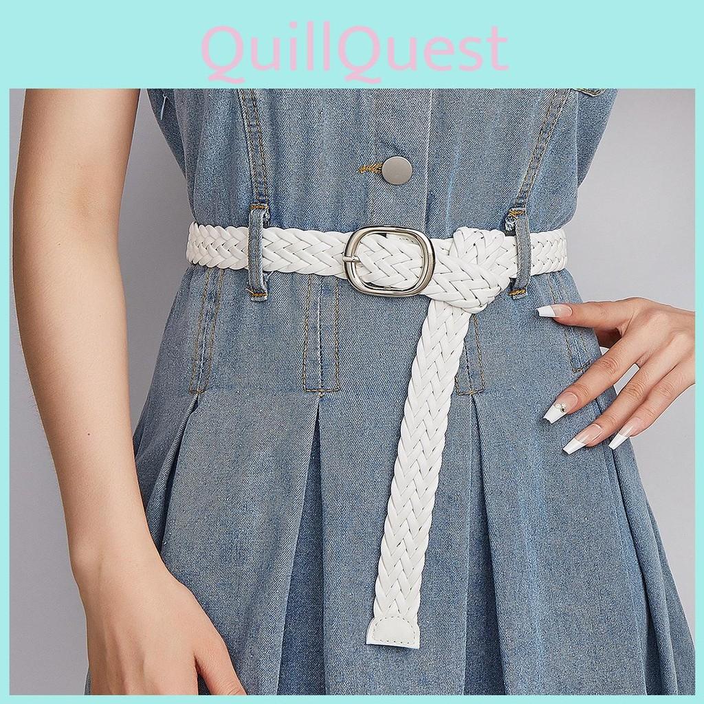 Black Womens Pu Woven Belt With Alloy Closure Design For Trendy Outfits Casual