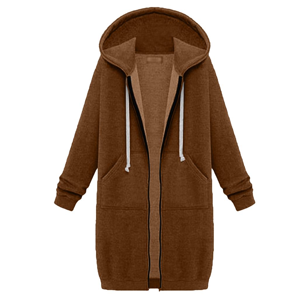 Женский свитшот удлиненный свободный с длинными рукавами и капюшоном с карманами