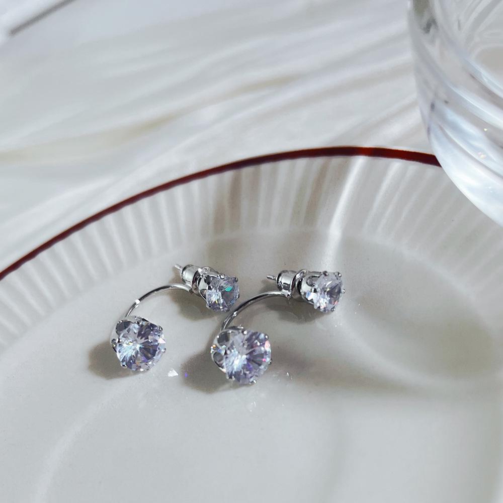 Изысканные серьги с крупным цирконием 2024 года — корейский стиль, универсальные и роскошные эффектные серьги