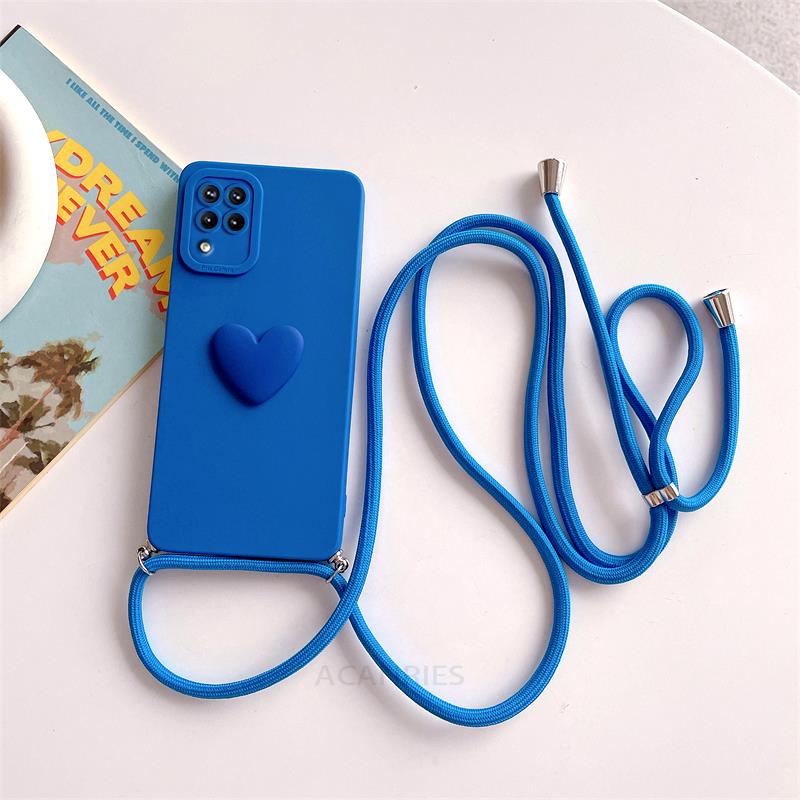 Чехол-ремешок Love Heart для Samsung Galaxy A12 22 51 71, силиконовый чехол с ремешком через плечо для Samsung Galaxy A12 A22 4g 5g A51 A71 A31 M32 M33 M53 M23