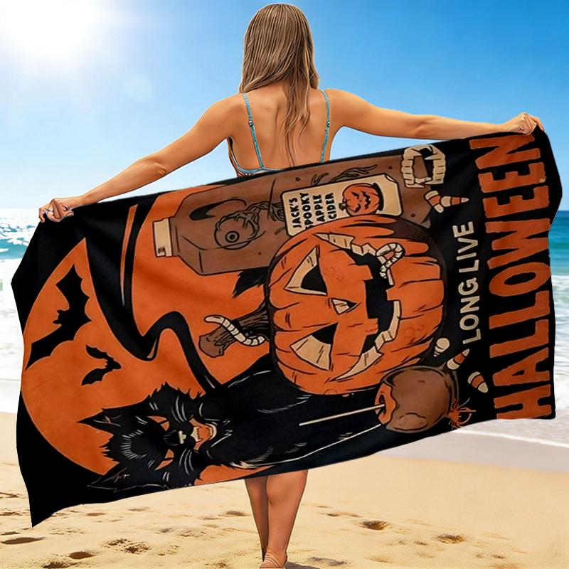 1Pc Halloween Night Celebration Beach Towel Quick Dry Multiuse For Beach Pool Gym Yoga Home Travel Christmas Halloween Xmas Gift G1120