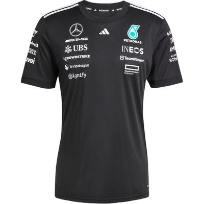 adidas X Mercedes-Amg Petronas F1 Team Минималистичная Полосатая Удобная Универсальная Футболка с Коротким Рукавом Женские Топы Черный Белый JW5362