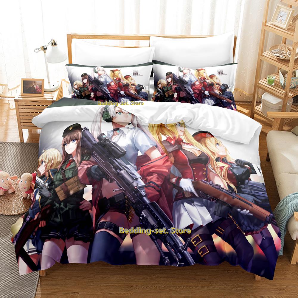 Игровой Постельное белье Girls Frontline Односпальный Двуспальный Полный Queen King Размер Постельный комплект Взрослый Детская Спальня Комплекты с пододеяльником Аниме Кавайный 2023