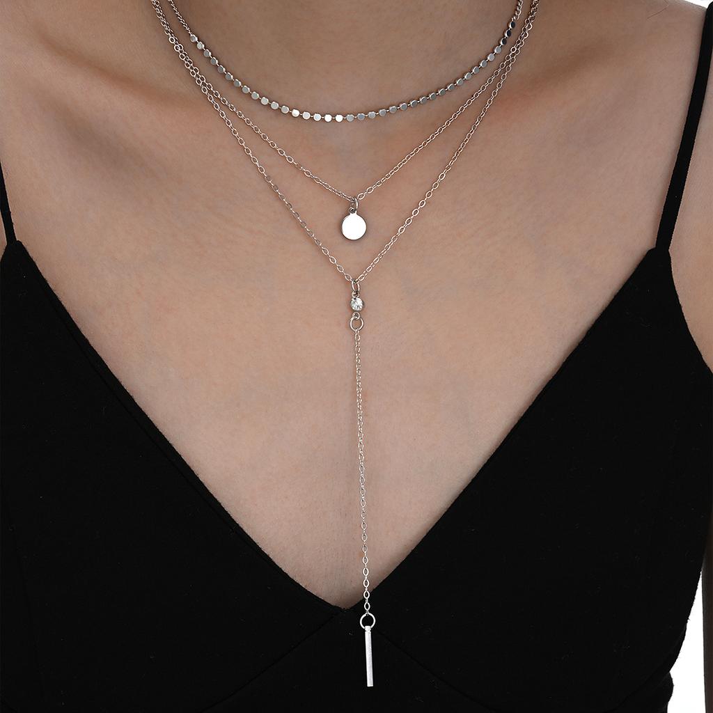 3pcs Round Disco Coin Chain Necklace Set for Women Simple Zircon MultiLayer Pendant Necklaces Set Trendy Party Jewelry Gift 2026