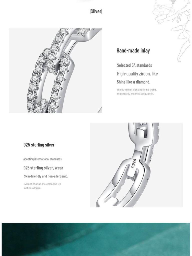 Modian Кольцо из стерлингового серебра 925 пробы с геометрическим бриллиантом - Простая мода, Полый дизайн, Трендовые украшения