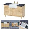 1/12 Scale Dollhouses Bathroom Sink Cabinet Miniature Wood Vanity Furniture for Creative Role Playing and Scene Display