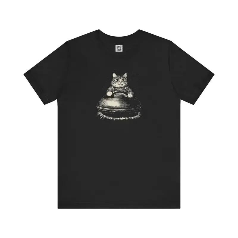 Cat In A Ufo T Shirt Designer Shirt Sport Anime Aesthetic Clothing