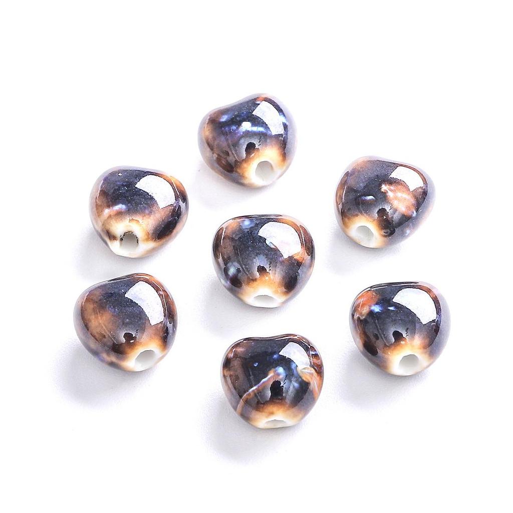 12x11 мм 10 шт., фарфоровые бусины в форме маленького сердца с цветочной глазурью, подвеска для изготовления ювелирных изделий своими руками