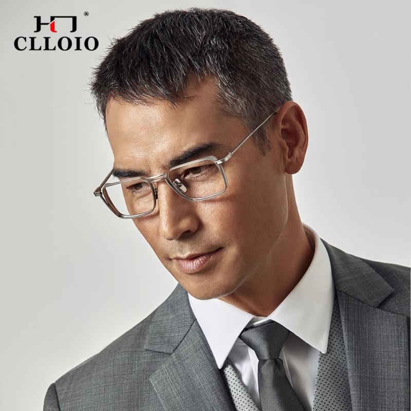 CLLOIO Чистый титановый блокирующий синий свет мужские очки для чтения оправы для очков для близорукости ручной работы фотохромные очки по рецепту