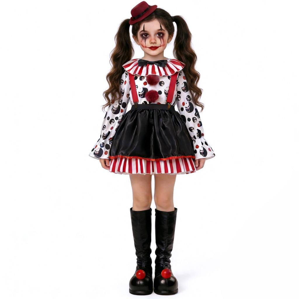 Halloween Circus Clown Family Matching Costume Scary Joker Stage Performance Cosplay Party Outfit Creepy Doll Set
