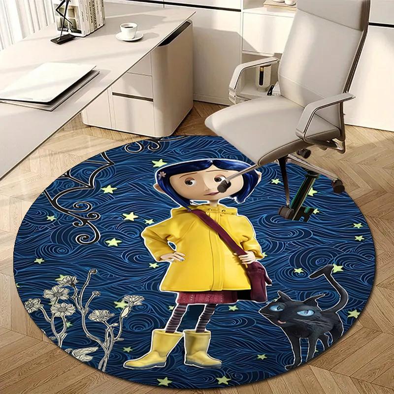 1pc Coraline (5) Design Printed Area Round Carpet for Bedroom Living Room Home Decor Rugs Mat Non Slip Mat Rug for Bedside