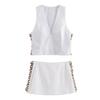 Fashion Style Summer New Arrival Women's Hawksbill Effect Trim Vest-Style White Tops Mid-Waist Culottes 8338730