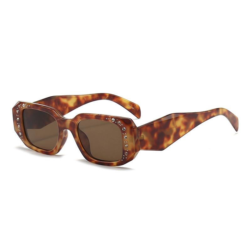 New trendy diamond-encrusted sunglasses UV protection, small frame square pra design high-end sunglasses for women