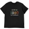 Hiwide Ретро Футболка 1980 года для мужчин Легенды рождаются в 1980 году Футболка Подарок на 40-летие Футболка Топ Черный