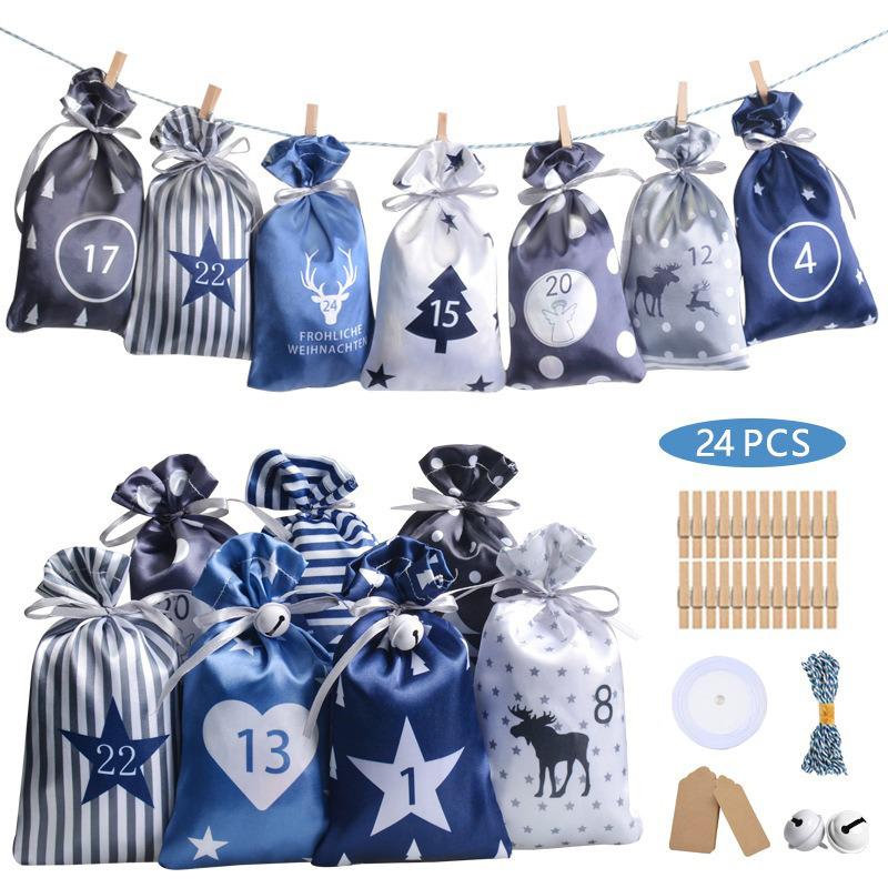 24 шт. Рождественское украшение Адвент-календарь Подарочные пакеты Kerst Decoratie Сделай сам Бумажные наклейки Деревянное украшение Рождество Navidad Детский подарок